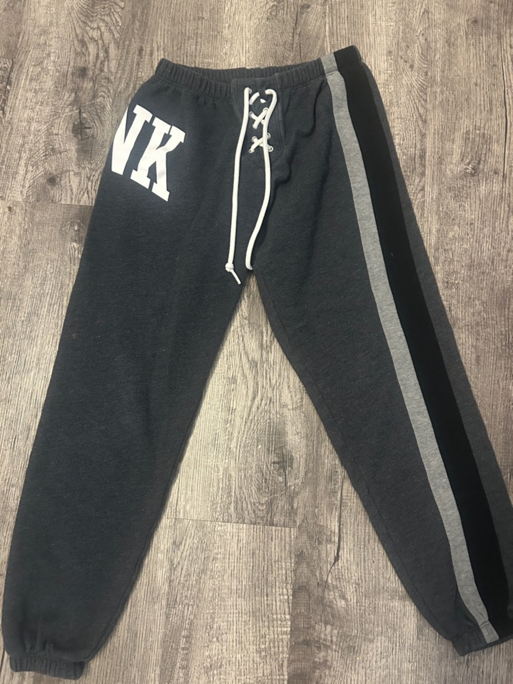 VS PINK -Charcoal Gray Jogger Sweatpants with Side Stripes